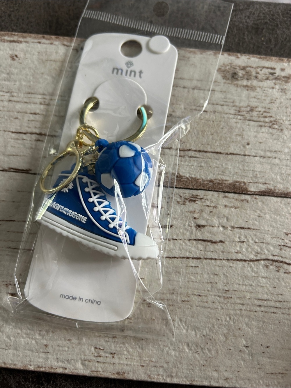 mint Kids Blue Sneaker & Soccer Ball Keychain